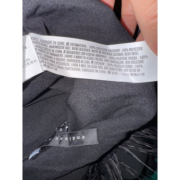 Black Feathered Camisole Top Small Sexy Classic Whimsy Goth Fancy Y2K Punk Luxe - Picture 5 of 9